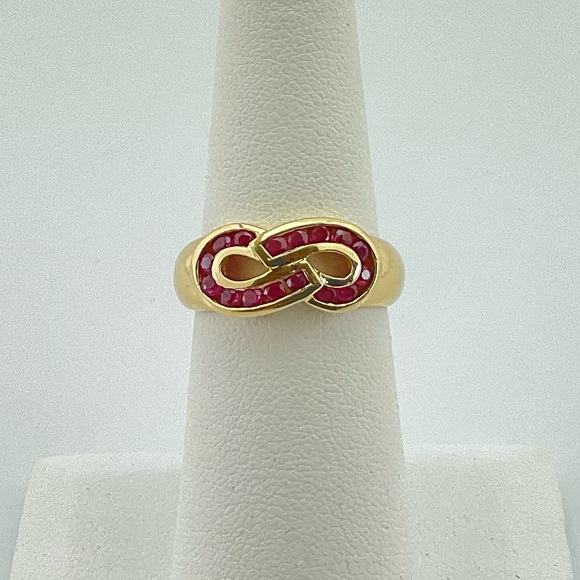 Jewelry - Infinity Ring, Genuine Ruby and 14Kt Yellow Gold, Size 6